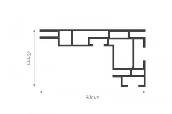 Abmessungen vom LED Kederrahmen KRL90 ohne Nut